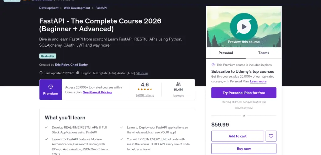 FastAPI - The Complete Course 2026 (Beginner + Advanced)