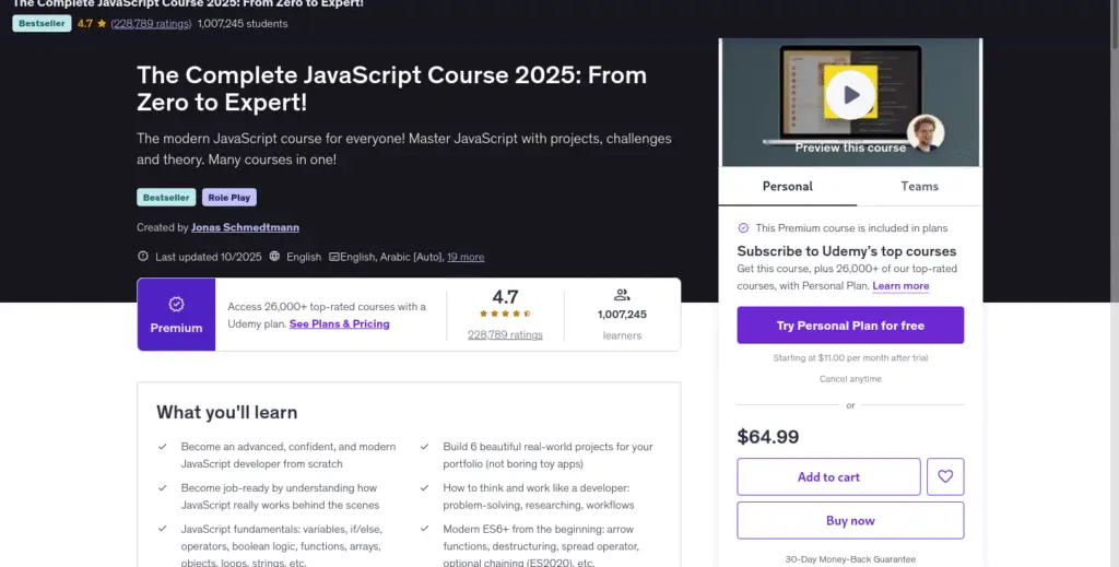 Complete JavaScript Course 2025: From Zero to Expert!